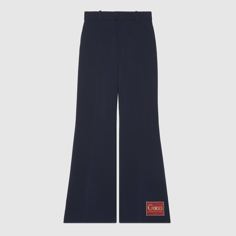 Wide Viscose Pant with Gucci Label