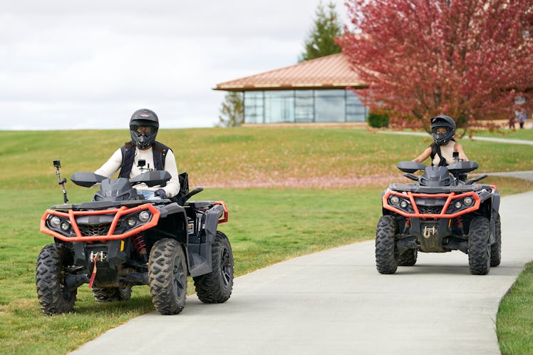 Matt James rides on an ATV while on a one-on-one date during his season of 'The Bachelor,' filmed at...