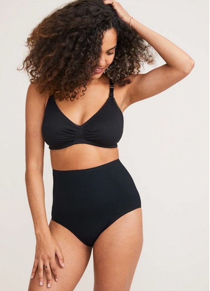 woman in postpartum underwear