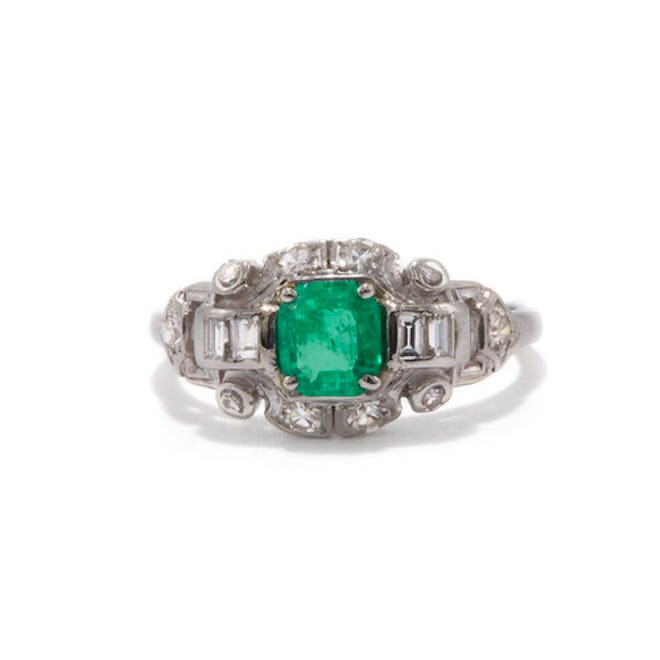 Art Deco Emerald And Diamond Ring