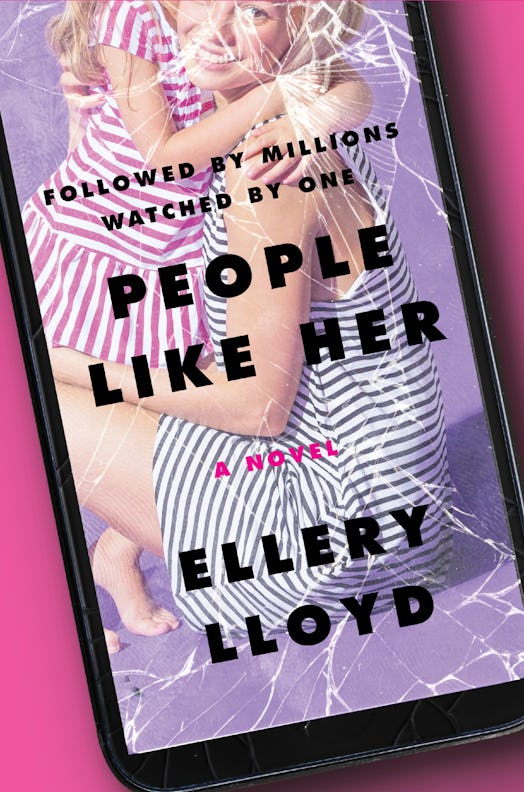 The cover of 'People Like Her' shows a cracked iPhone screen, with the image of a smiling blonde mom...