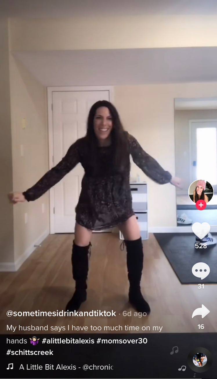 A woman dances to "A Little Bit Alexis" from 'Schitt's Creek.'