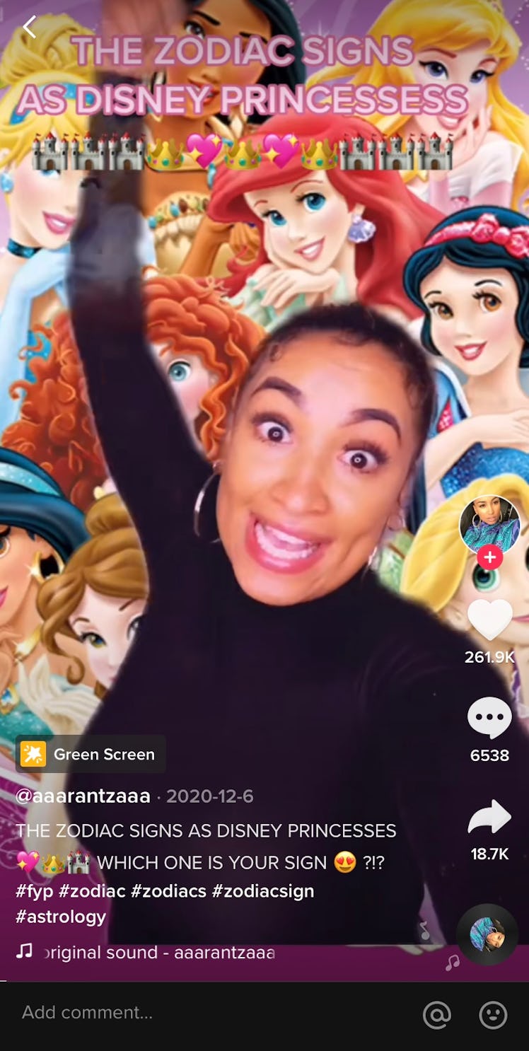 A TikTok user decides what Disney princess you are based on your zodiac sign.