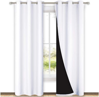 NICETOWN 100% Blackout, Heat and Cold Blocking Curtains with Black Liner (Set of 2)