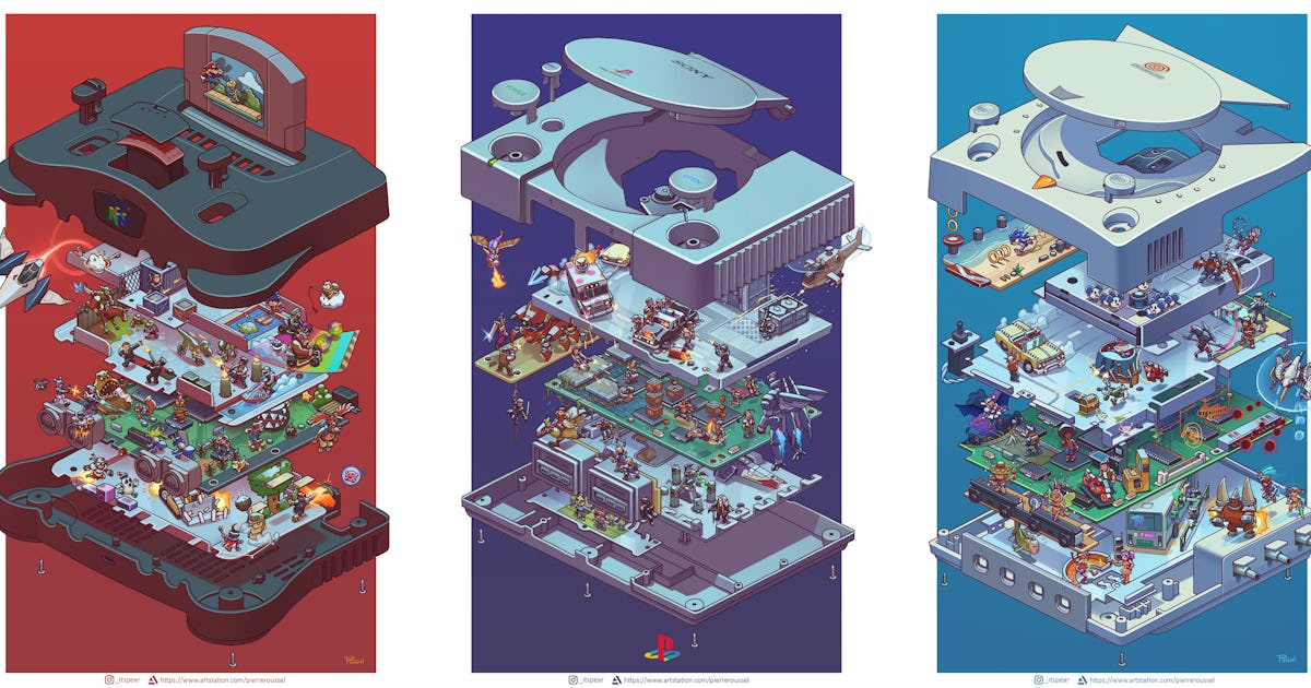 These exploded consoles are nostalgic wonderlands