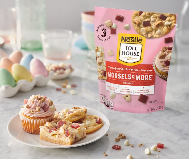 Nestlé Toll House’s Strawberries and Cream Flavored Morsels and More Mix will brighten up your bakin...