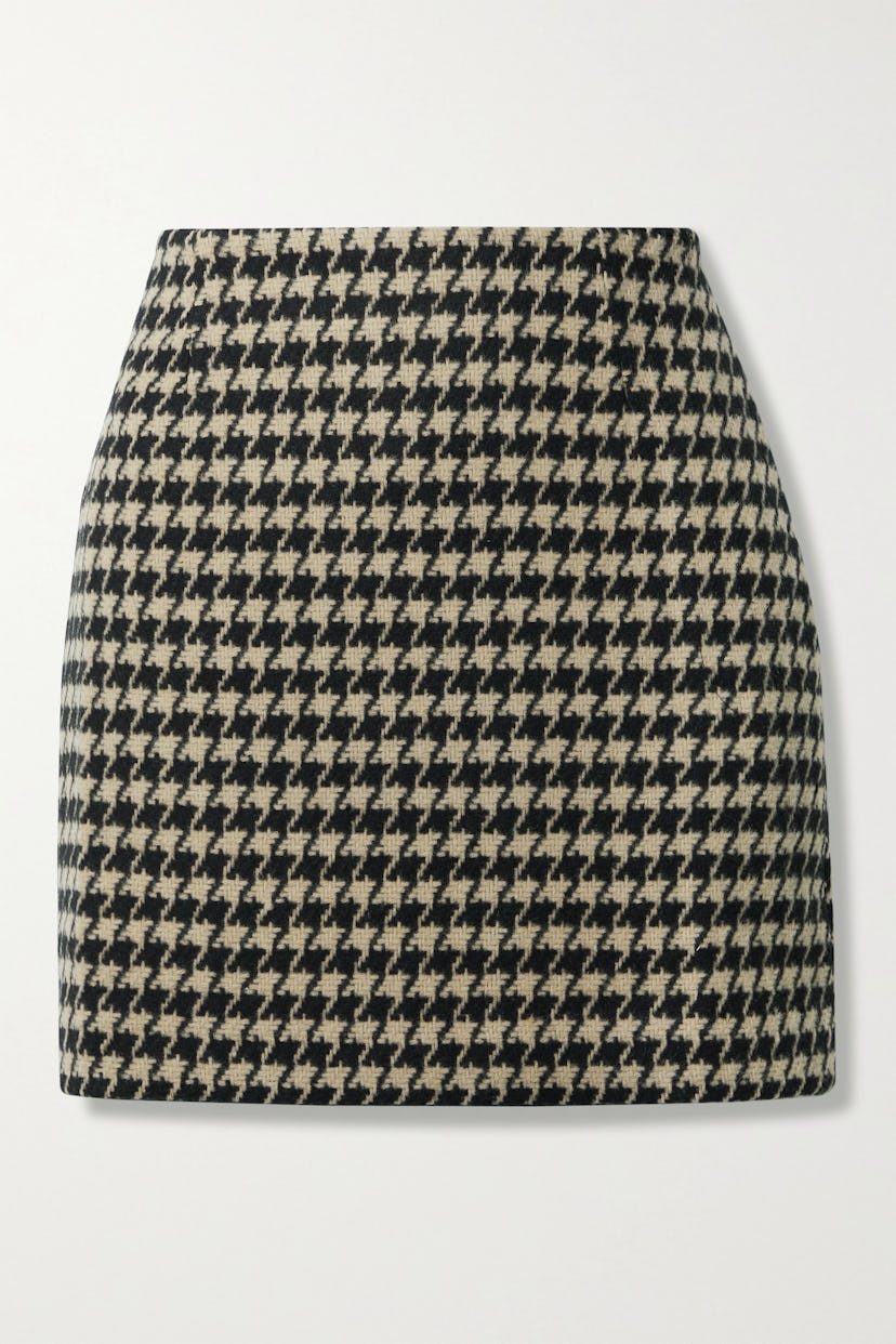 Marie Houndstooth Wool-Blend Mini Skirt
