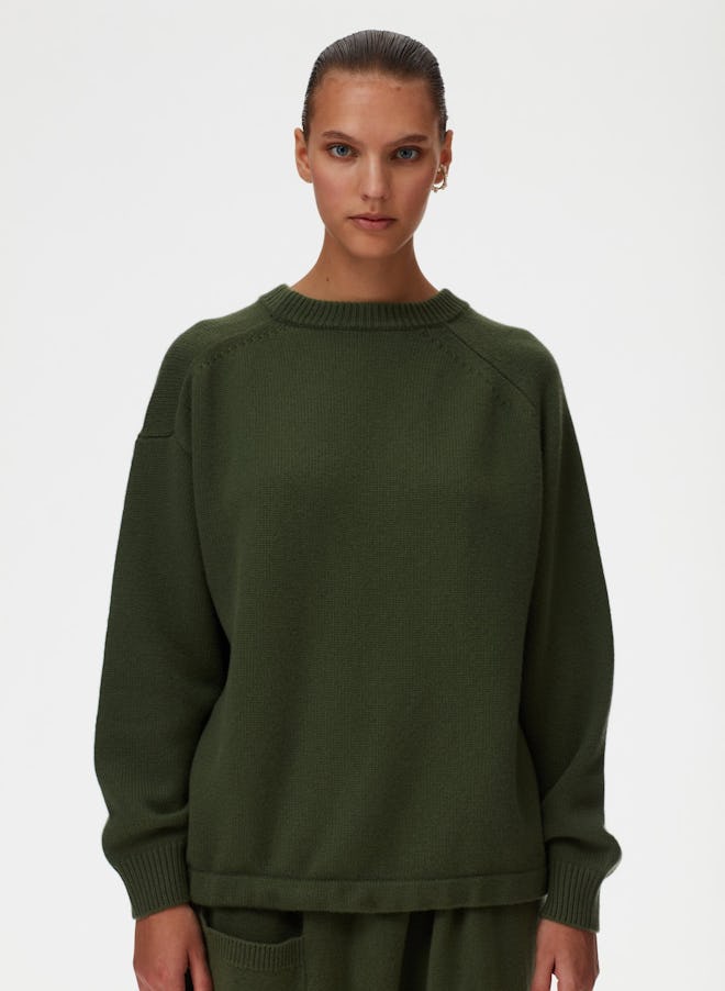 Cashmere Sweater Oversized Drawstring Hem Pullover Sweater