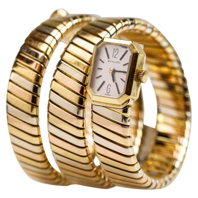1970s Tricolor 18k Gold Lady's Tubogas Serpenti Watch