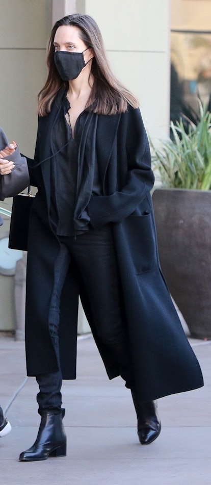 Angelina Jolie Wears Tailored All-Black Outfit in L.A.