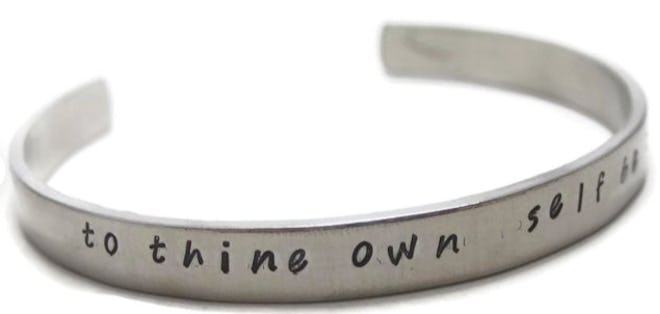 ThunderCrafts "To Thine Own Self Be True" Customizable Hand Stamped Metal Cuff Bracelet