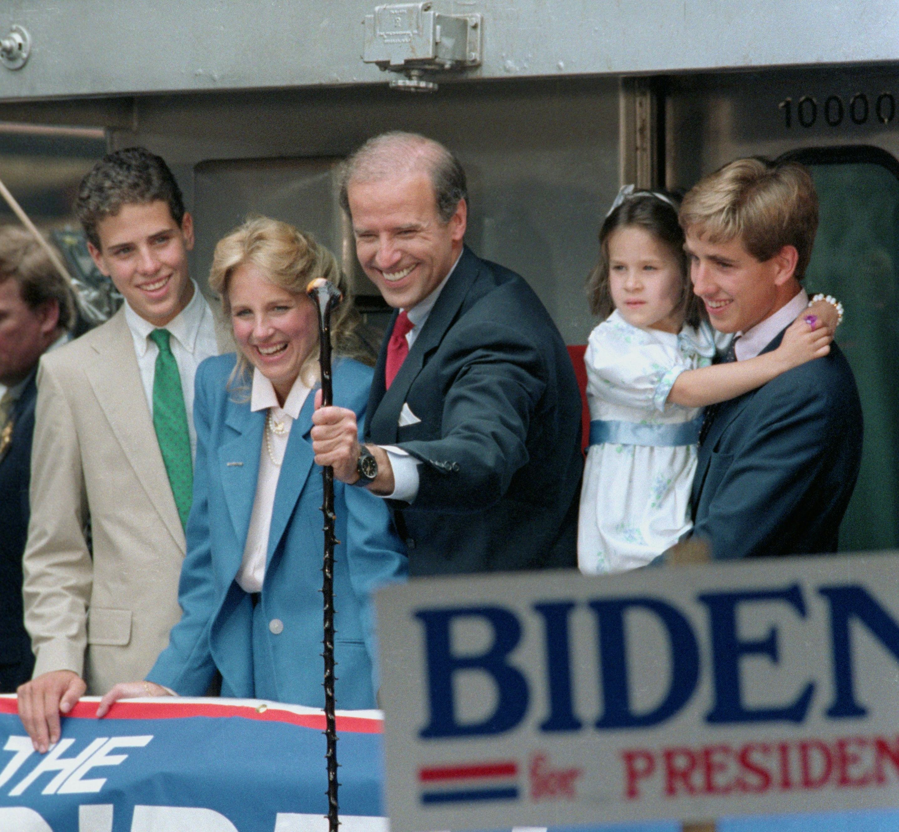Joe Biden smiled with his family while announcing his run for president.