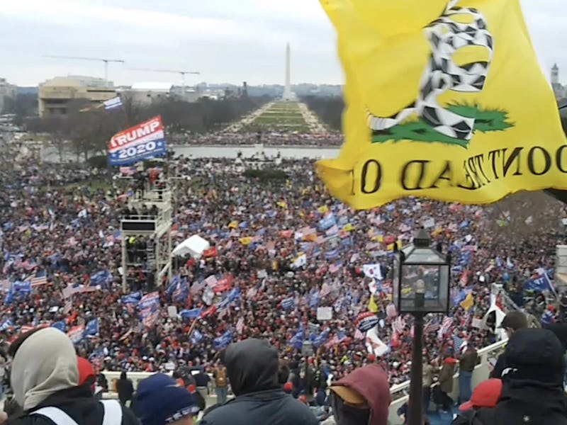 The view from atop the inaugural stands as rioters invaded the U.S. Capitol.