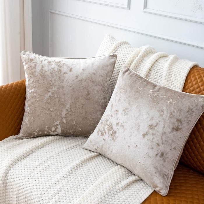 PANDATEX Crushed Velvet Throw Pillow Covers (2-Pack)