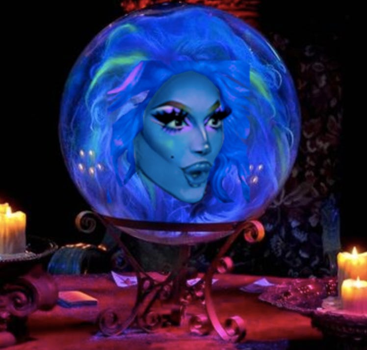 Meme face in a blue clairvoyant ball