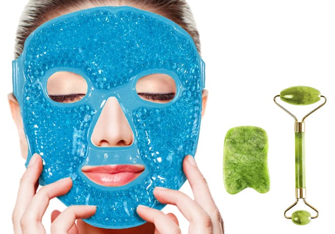 Gyothrig Face Eyes Gel Ice Mask with Jade Roller and GuaSha Tool
