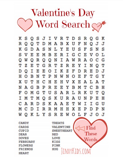 Valentine's Day Word Search Puzzle