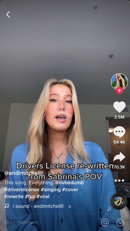 @andimitchellll on TikTok reimagines Olivia Rodrigo's "Drivers License" from the perspective of "tha...