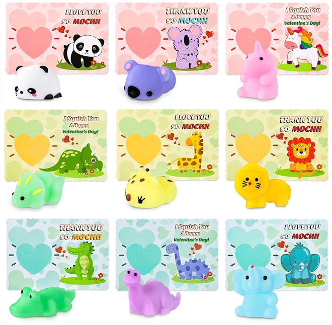 Unomor Store Valentine’s Day Cards with Mochi Squishy Toys for Kids (36-Pack)