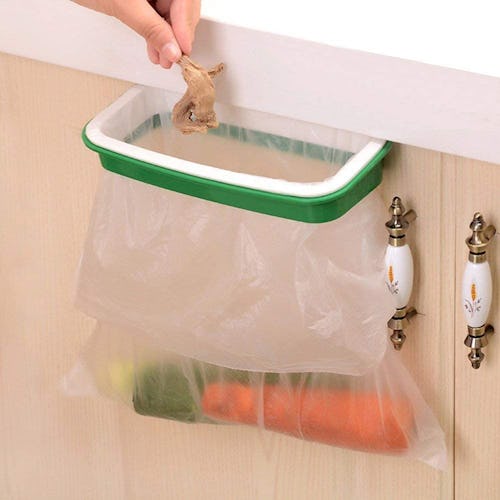 problem solving products Lunies Over-the-Cabinet Trash Bag Holder