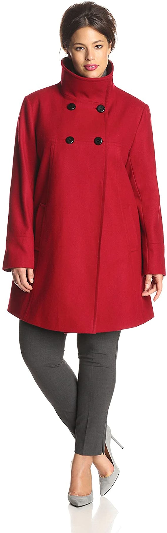 Larry Levine Plus-Size Double-Breasted Wool-Blend Coat