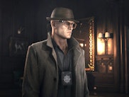 A screenshot from the video game Hitman  during the Dartmoor blast level
