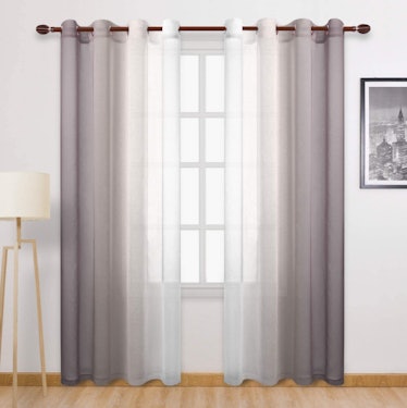 DWCN Ombre Faux Linen Sheer Curtains 