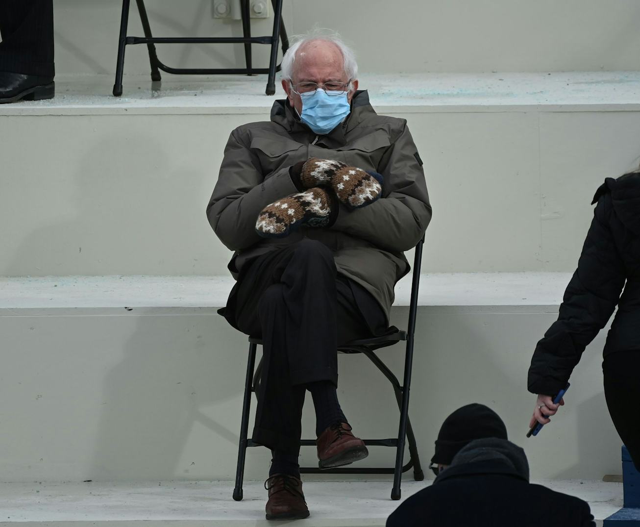Former presidential candidate, Senator Bernie Sanders (D-Vermont) sits in the bleachers on Capitol H...