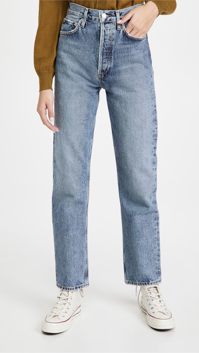 90's Pinch Waist High Rise Straight Jeans