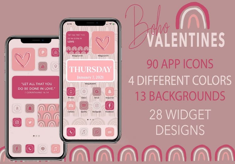 Pinks & Purples Valentine's Day iOS 14 Home Screen Pack