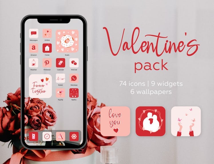 Red Roses Valentine's Day iOS 14 Home Screen Pack