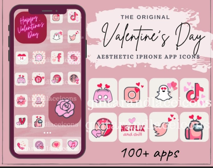 Valentine's Day Aesthetic iOS 14 Home Screen Pack