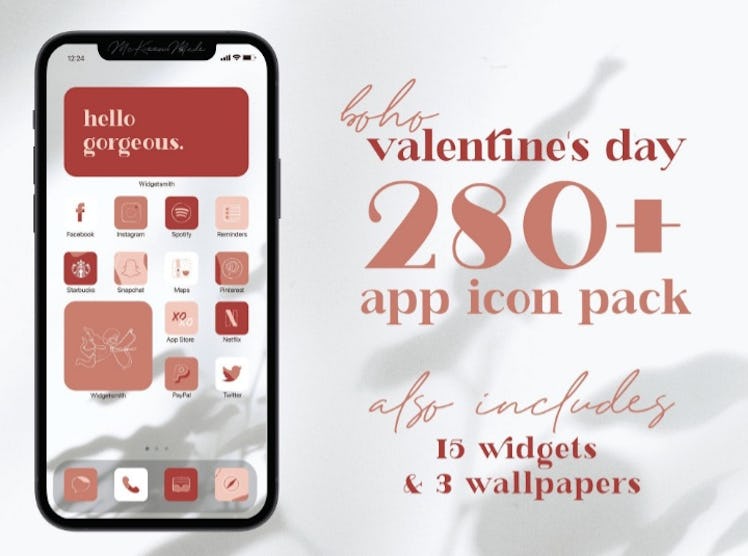 Boho Valentine's Day iOS 14 Home Screen Pack