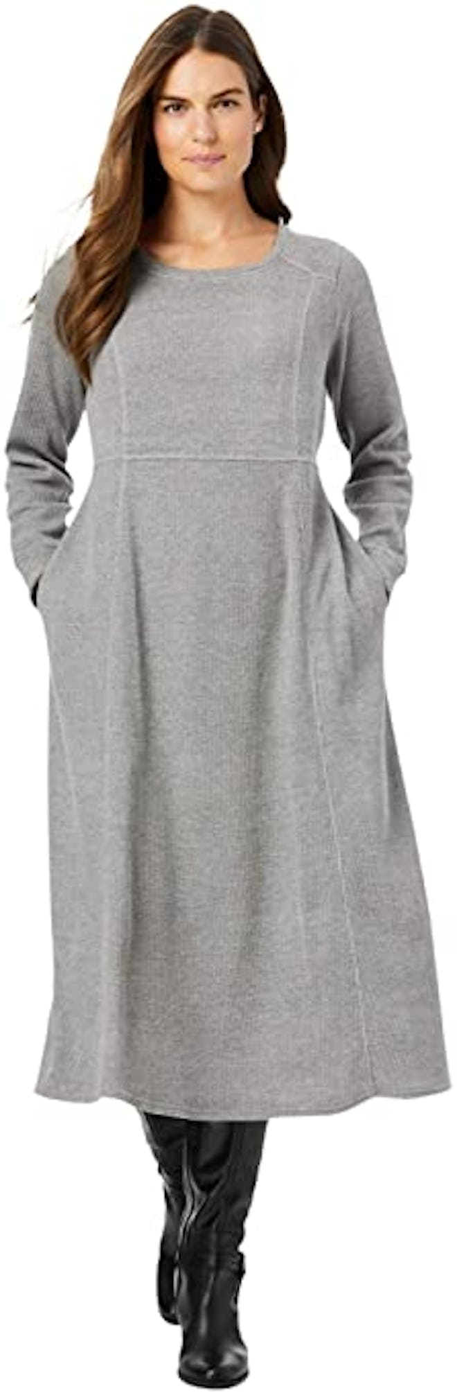 Woman Within Plus Size Thermal Knit A-Line Dress