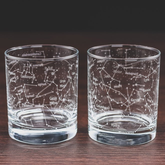 Northern Summer Sky and Constellations Whiskey Glass Set of 2