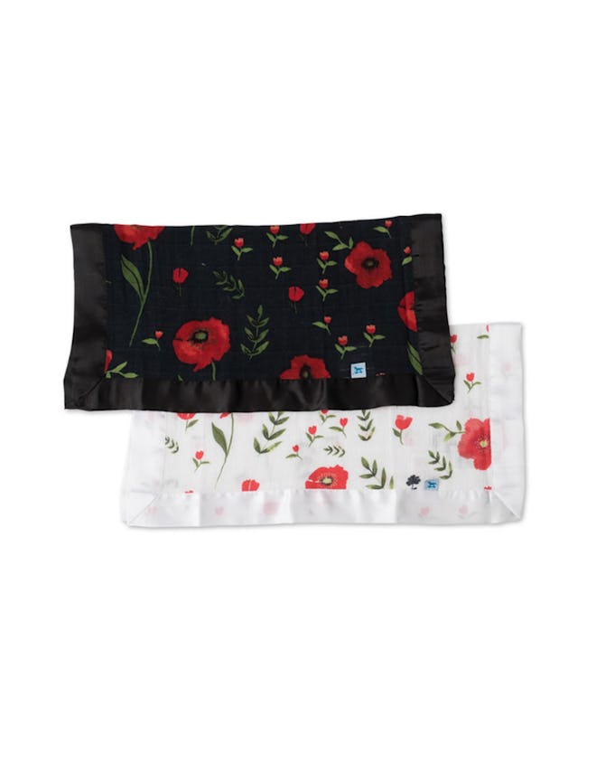 Summer Poppy + Dark Summer Poppy Cotton Muslin Security Blanket, 2 Pack