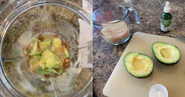 The prepared ingredients for Kourtney Kardashian's avocado smoothie.