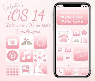 Pink Valentine's Day iOS 14 Home Screen Idea