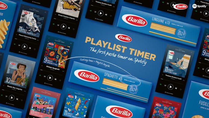 Barilla's "Playlist Timer" is a series of Spotify playlists curated to match the cooking time for di...