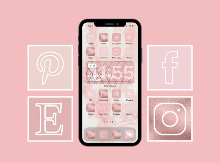 Pink Valentine's Day Aesthetic iOS 14 Home Screen Design
