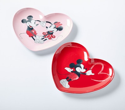 Disney Mickey Mouse Valentines Heart Shaped Plates