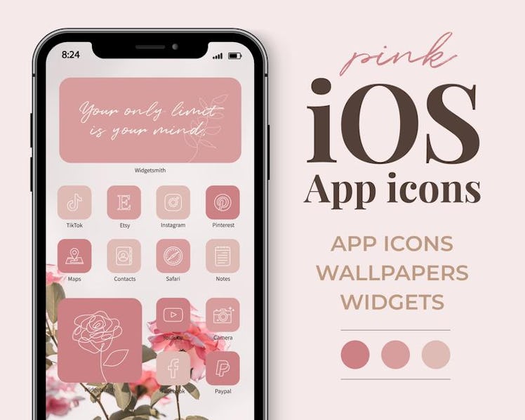 Monochromatic Pinks Valentine's Day iOS 14 Home Screen Pack
