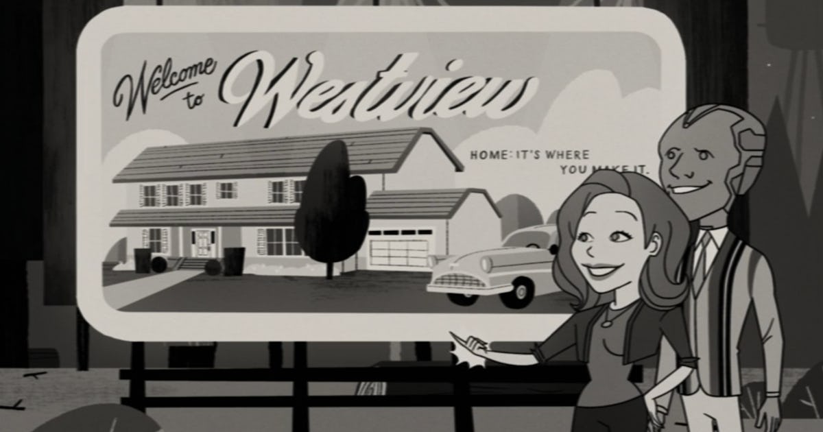 Svartvitt intro till WestView i Wanda Vision Svartvitt intro till WestView i Wanda Vision