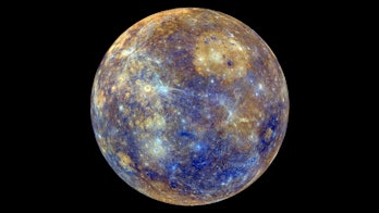 This colorful view of Mercury was produced by using images from the color base map imaging campaign during MESSENGER's primary mission.