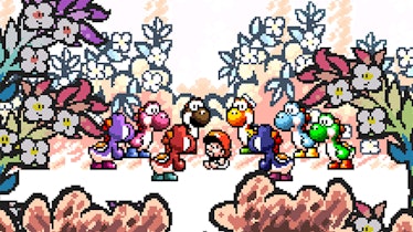 Baby Mario meeting the Yoshis. It's hard to imagine anything cuter.
