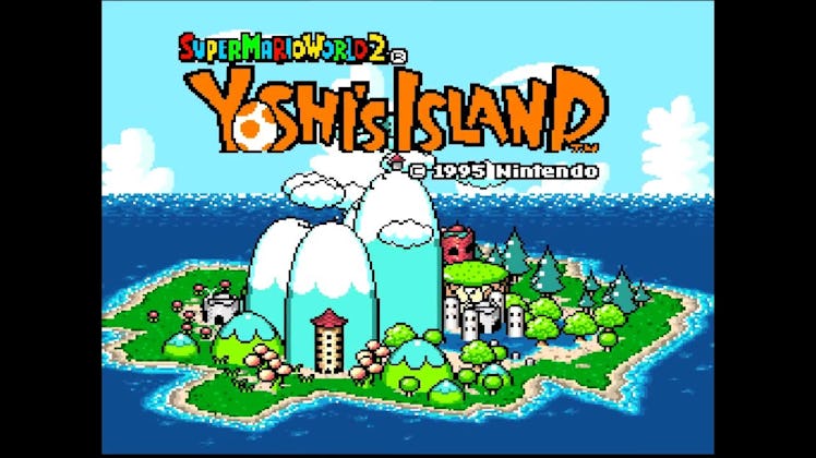 The opening screen of Yoshi's Island