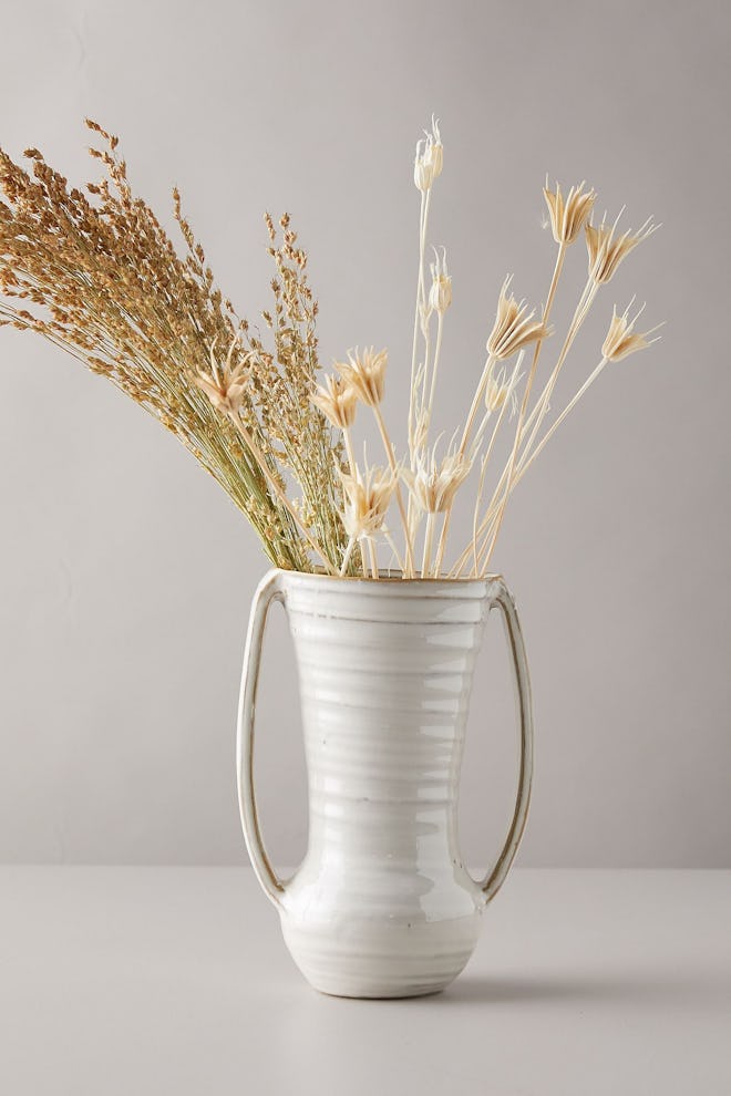 Large Vanilla Glossed Ceramic Vase