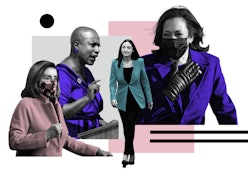 A four-part collage with four female politicians
