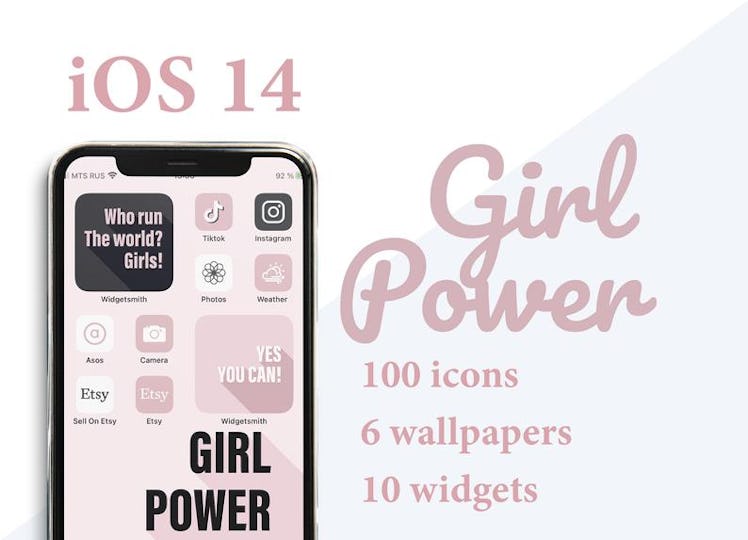 Galentine's Day Girl Power Minimalistic iOS 14 Home Screen 