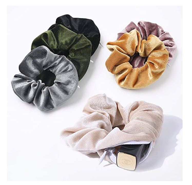 Ivyu Lobaba Velvet Scrunchies With Zipper Pocket (6-Pack)